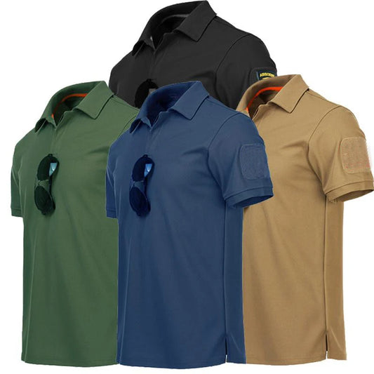 Tactical Polo T-Shirt Men Outdoor Sports Quick Dry Lapel Short Sleeve Shirts Summer Hiking Training Tees Casual Tops