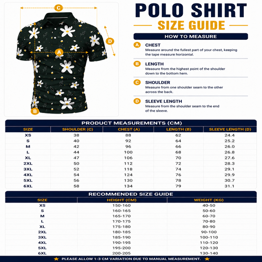 Men's Floral Print Polo Shirt – Short Sleeve, Button Neck, Lightweight Casual Summer Top
