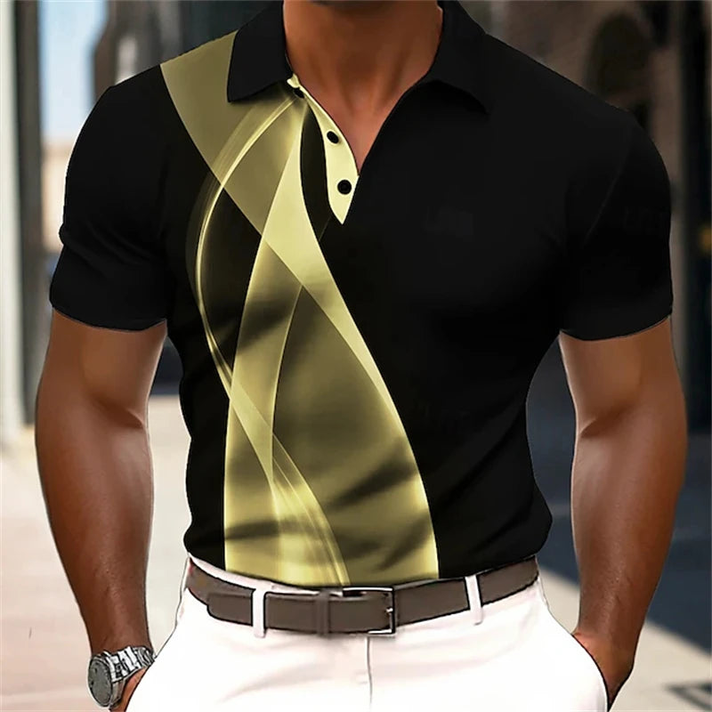 Men's Classic Textured Polo Shirt | Lightweight Breathable Short Sleeve