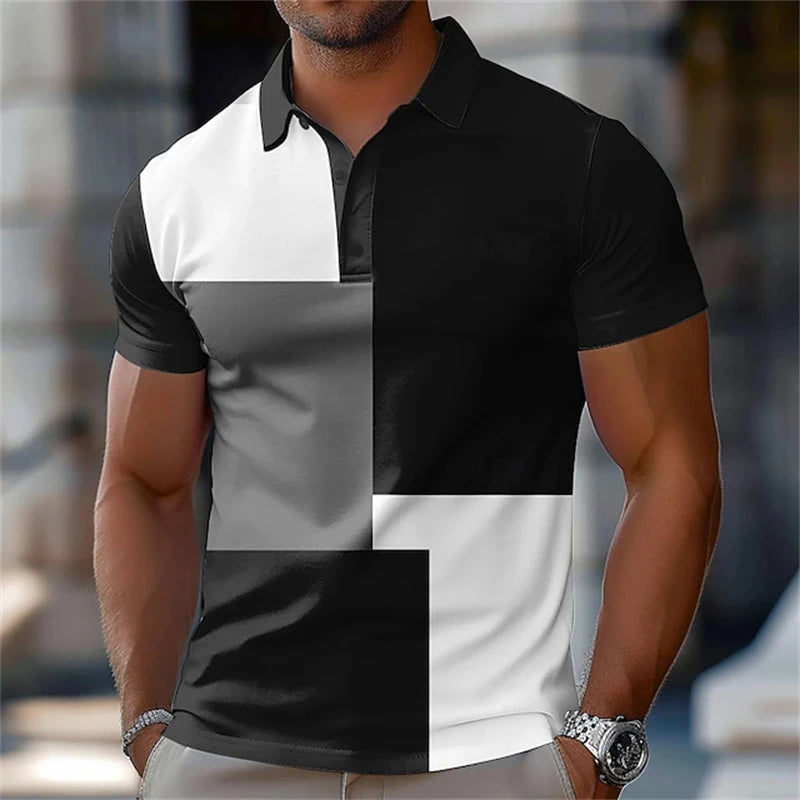 Men's Classic Textured Polo Shirt | Lightweight Breathable Short Sleeve