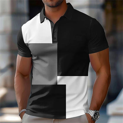 Men's Classic Textured Polo Shirt | Lightweight Breathable Short Sleeve