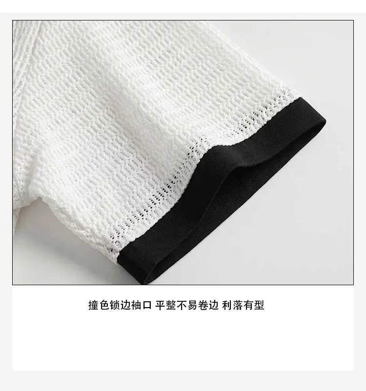 Summer Hollow Out Polo Shirt Men Lightweight Lapel Shirts Breathable Sport Tee Shirts for Men Sports Solid