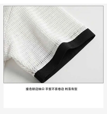 Summer Hollow Out Polo Shirt Men Lightweight Lapel Shirts Breathable Sport Tee Shirts for Men Sports Solid