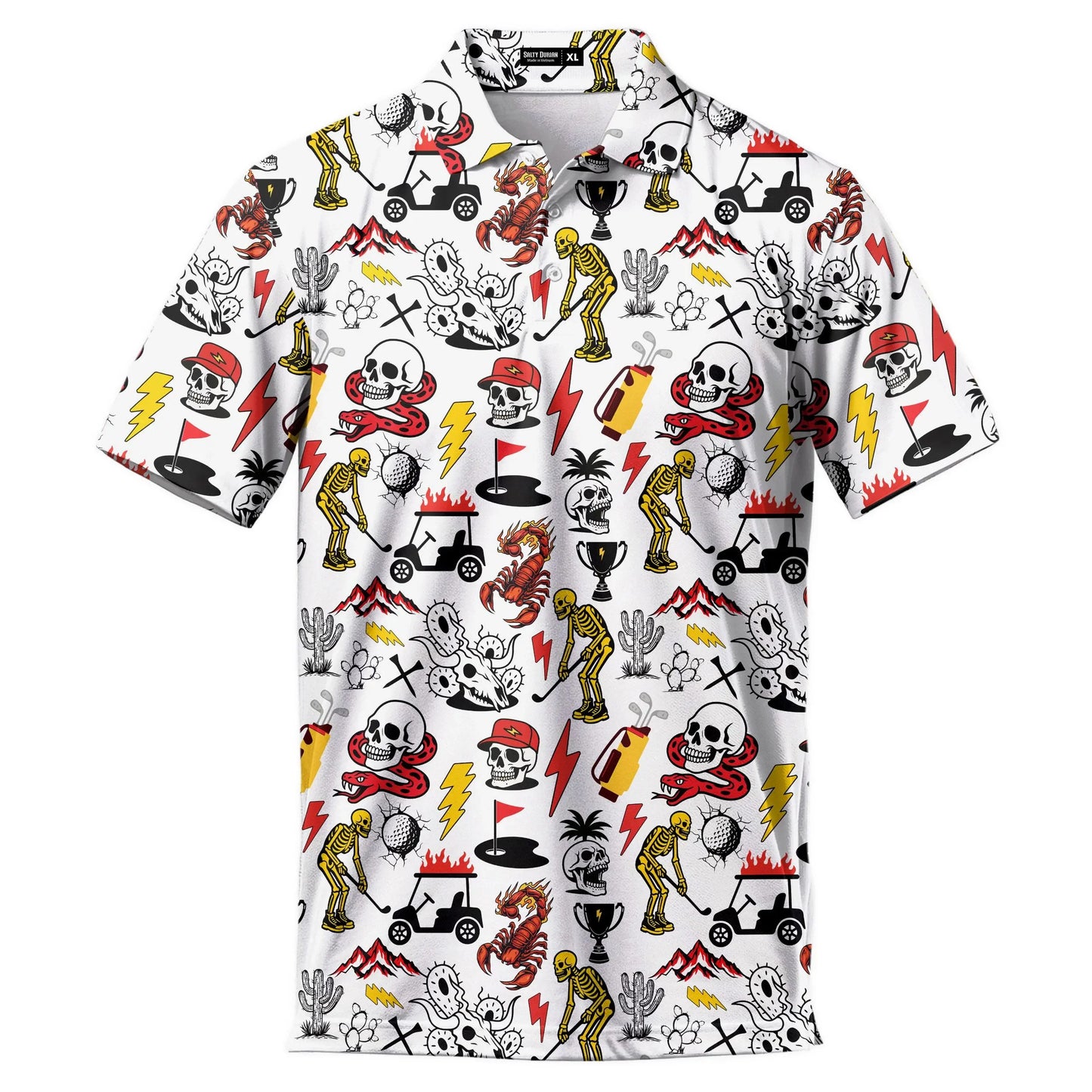 Polo Skull Hawaiian Shirts For Men Skeleton Mens Golf Polo Shirts Short Sleeve 2025 Golf Shirts Horror Zombie Halloween Tops
