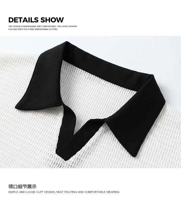 Summer Hollow Out Polo Shirt Men Lightweight Lapel Shirts Breathable Sport Tee Shirts for Men Sports Solid