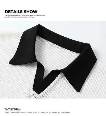 Summer Hollow Out Polo Shirt Men Lightweight Lapel Shirts Breathable Sport Tee Shirts for Men Sports Solid