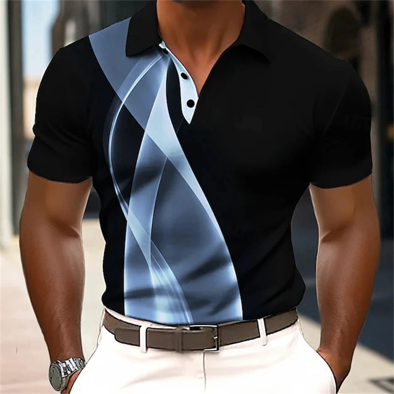 Men's Classic Textured Polo Shirt | Lightweight Breathable Short Sleeve