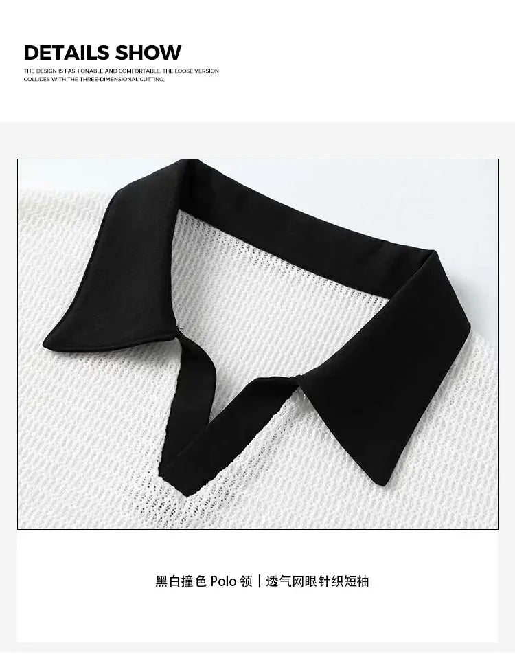 Summer Hollow Out Polo Shirt Men Lightweight Lapel Shirts Breathable Sport Tee Shirts for Men Sports Solid