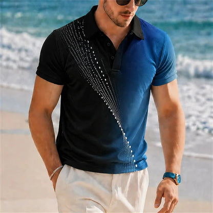 Men's Classic Textured Polo Shirt | Lightweight Breathable Short Sleeve