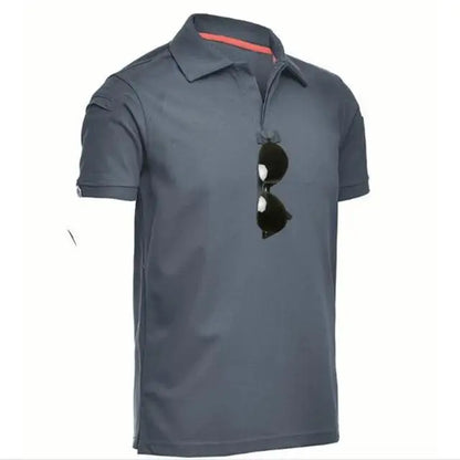 Tactical Polo T-Shirt Men Outdoor Sports Quick Dry Lapel Short Sleeve Shirts Summer  Hiking Training Tees Casual Tops