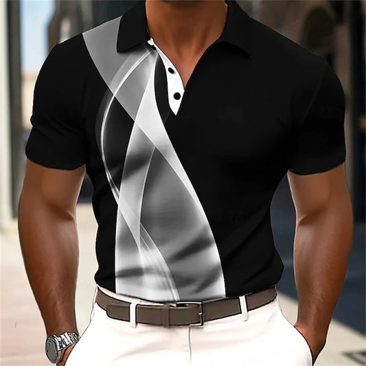 Men's Classic Textured Polo Shirt | Lightweight Breathable Short Sleeve