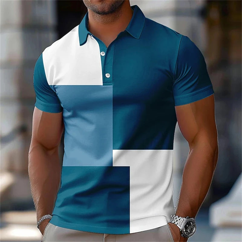 Men's Classic Textured Polo Shirt | Lightweight Breathable Short Sleeve