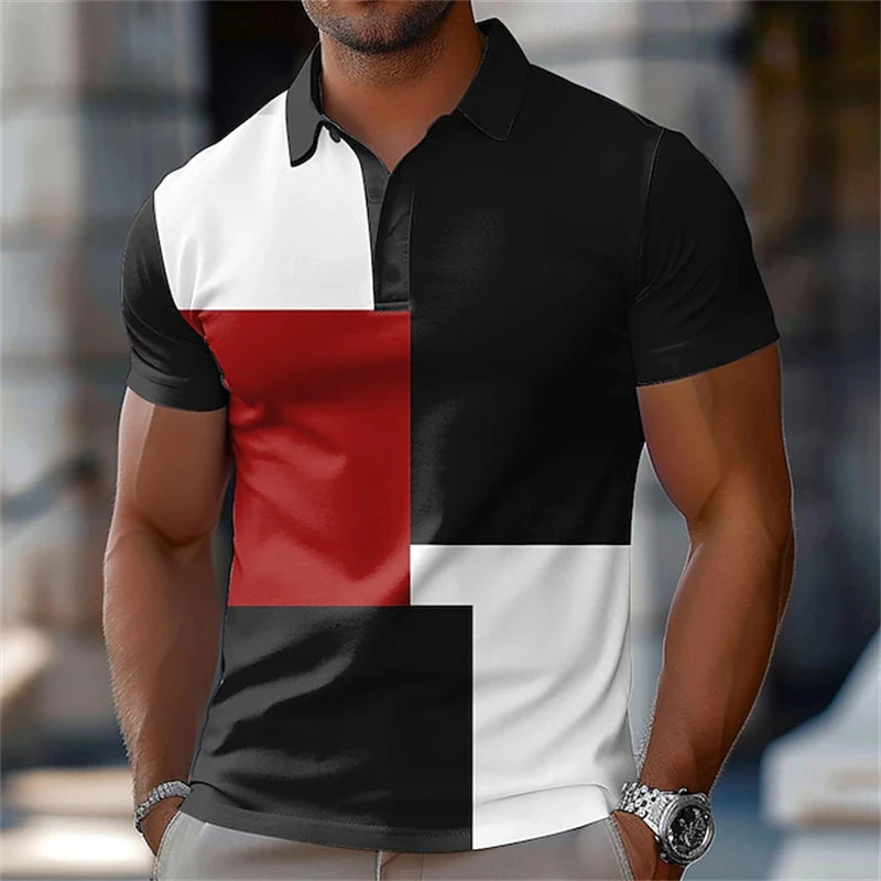 Men's Classic Textured Polo Shirt | Lightweight Breathable Short Sleeve
