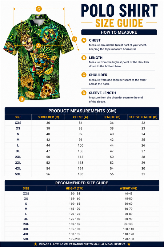 Men's Hawaiian Skull Print Polo Shirt – Short Sleeve, Button Polo Collar, Breathable Casual Summer Wear